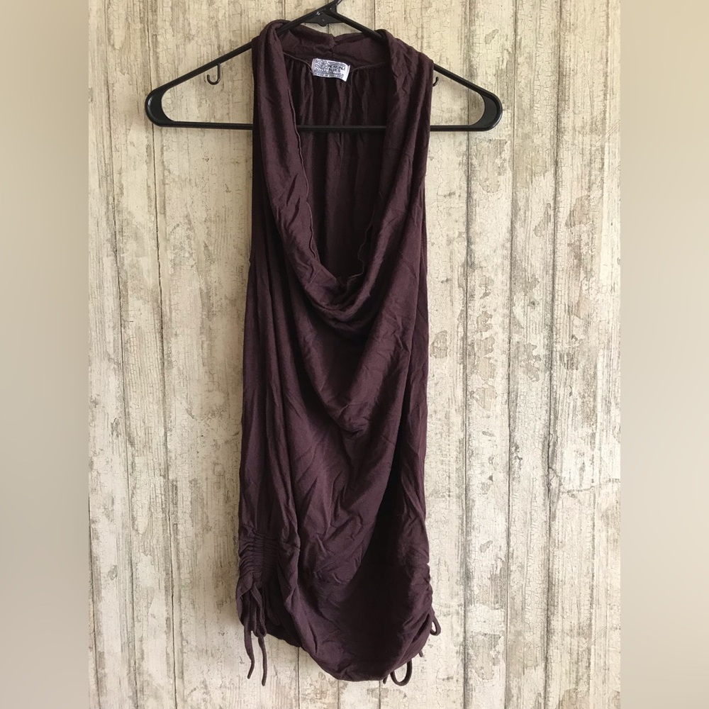 Brown Cowl-neck Tunic Top